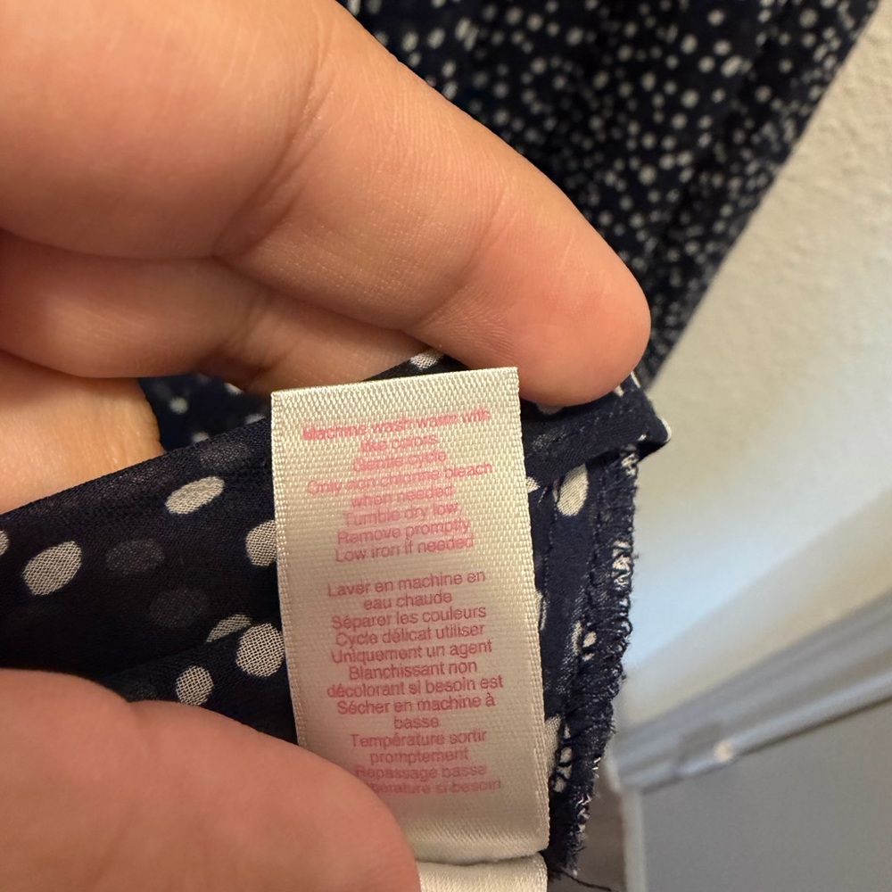 Oscar de la Renta Navy and White Polka Dot Bow sheer nightgown - Picture 6 of 6